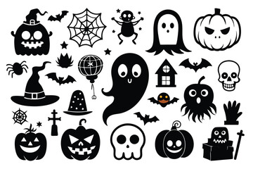 Obraz premium set of ghost silhouette line art vector illustration with a white background
