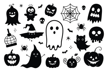 Obraz premium set of ghost silhouette line art vector illustration with a white background