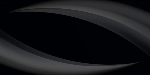 Fototapeta premium Abstract dark black and grey background with elegant curved waves and copy space for premium corporate design.