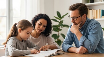 Fototapeta premium Family Reading Together at Home.