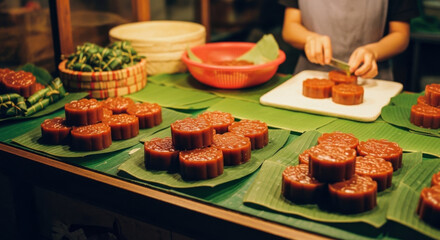 Chanting Sweets on Banana Leaf