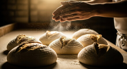 Loaf Bread Dough Dusted with Flour