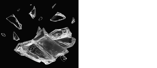 Shaded glass fragments with a heavy base for grounded impact scenes. Perfect PNG element for creating realistic breakable environments and textured overlays. © MalikUzair