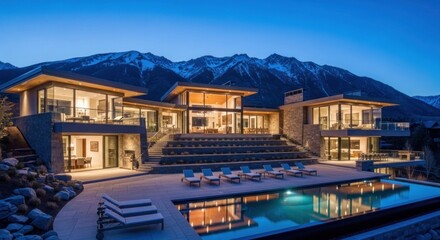 view of the mountains at night