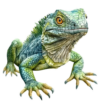 Basilisk, artistic watercolor illustration vector, isolated on a white background.
