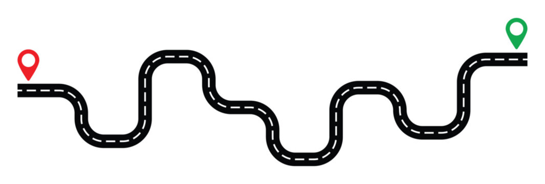 Top view on road and location map. Curve highway roadway. road curves geometric design, street intersection vector illustration,