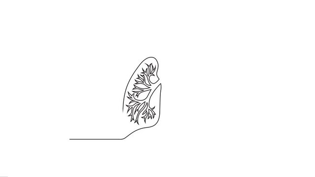 Continuous line drawing animation of human lungs.