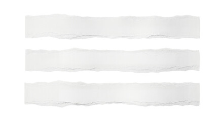 Obraz premium Torn paper strips, white, for mockup or overlay effect, isolated on transparent background, png