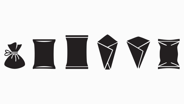 Packaging icons for snack bags and traditional paper cones for dry snacks