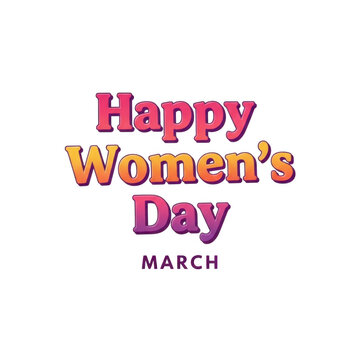 Colorful happy women's day celebration text isolated on transparent background