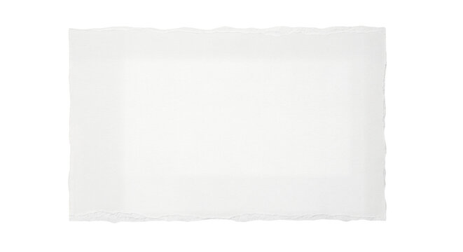 Torn edge white paper rectangle for mockup or overlay effect, Isolated on transparent background, png