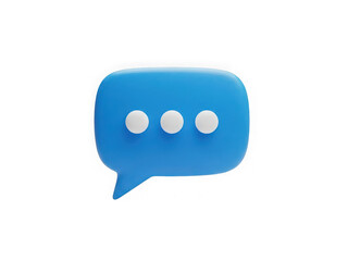 Blue speech bubble icon with three dots isolated on transparent background