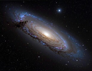 Fototapeta premium Andromeda galaxy, a majestic spiral galaxy with bright core and cosmic dust