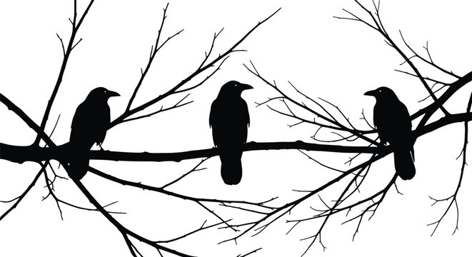 Lonely human silhouette walking through dark symmetrical forest tunnel with bare trees reflection minimalist black white nature illustration
