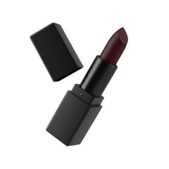 Dark Red Lipstick with Black Case and Open Cap