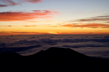 Sea of Clouds and Sunrise Scenery on Hawaii Island
