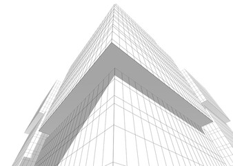 Fototapeta premium Modern building architecture 3d illustration