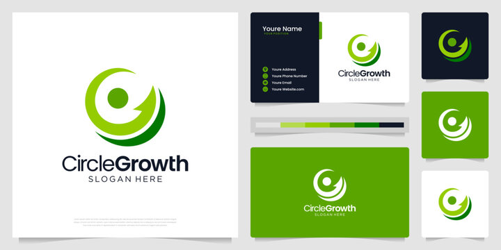Abstract circle arrow with growth financial symbol logo.