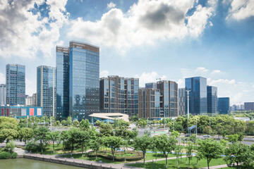 Captivating Urban Landscape Showcasing Modern Architecture and Lush Greenery