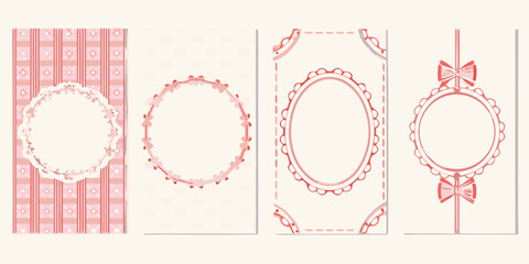 Four decorative frames with pink patterns and ornate details © Bivuti