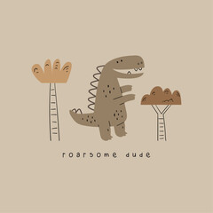 cute dinosaur drawing as vector for kids fashion tee print © MKE PRINT LAB.