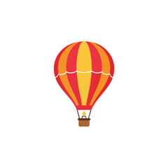 Naklejka premium Colorful Hot Air Balloon Floating Over Scenic Landscape for Adventure and Travel Themes