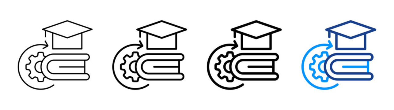 Continuing Education Icon Different Style Outline Collection Set