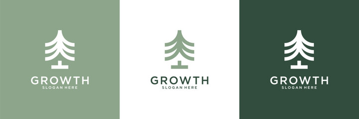 Naklejka premium Tree growth logo design inspiration. Abstract tree shape logo usable for business, eco and nature.