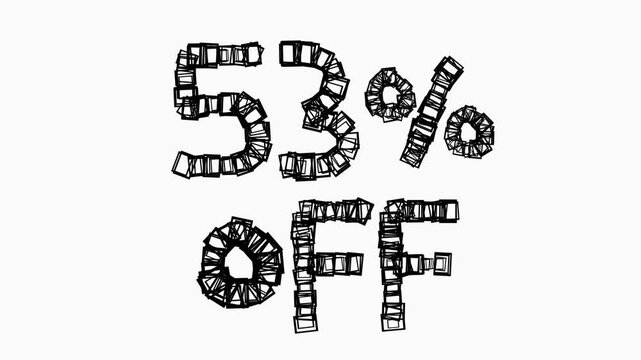Black 53 Percent Off Animation On White Background For Sale And Business Concept

