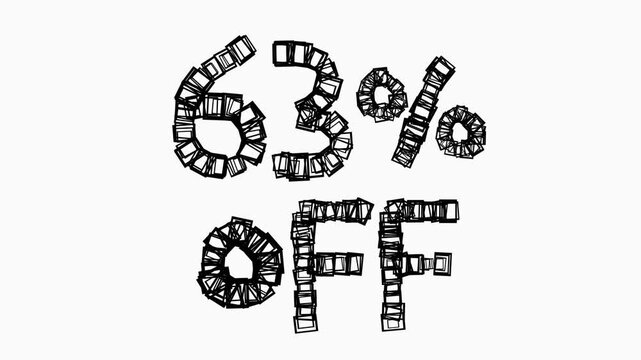 Black 63 Percent Off Animation On White Background For Sale And Business Concept
