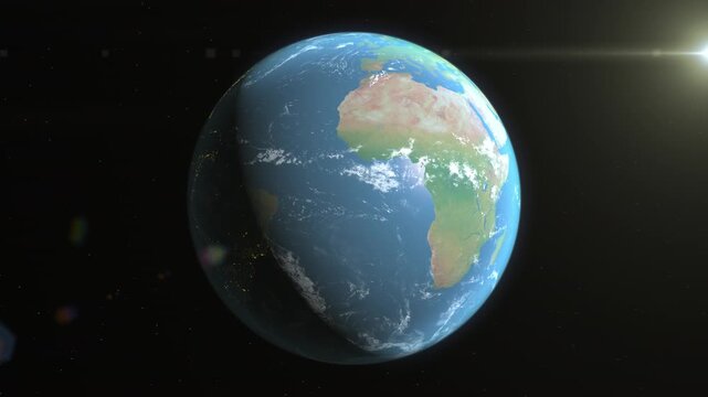 Location and map of Namibia on the surface of the earth at day.