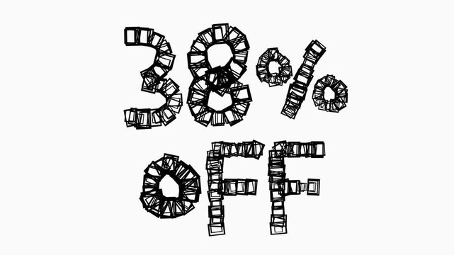 Black 38 Percent Off Animation On White Background For Sale And Business Concept
