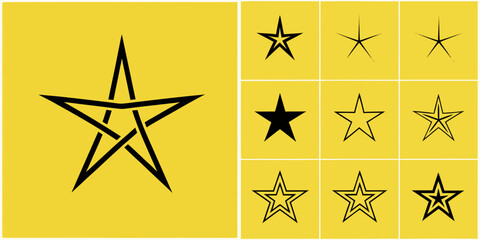 Fototapeta premium A grid of black stars on a bright yellow background