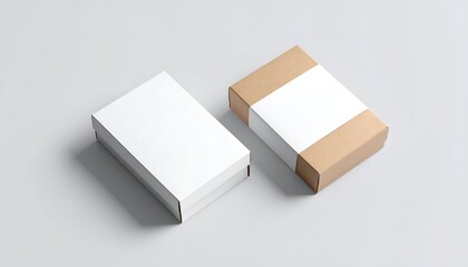 Two simple, clean rectangular boxes, one white, one brown with label