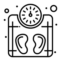 Obraz premium Weight Scale Illustration: A modern illustration of a weight scale, featuring a round dial and footstep indicators, commonly used for monitoring body mass and personal health.