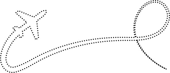 Airplane route in dotted line shape, flight, travel