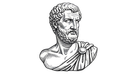 Ancient Greek Philosopher Bust, Classical Sculpture, Wisdom and Knowledge Symbol