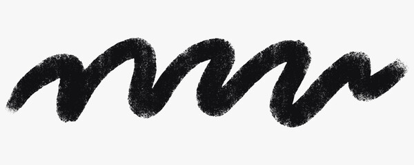Hand-drawn abstract brush stroke with rough texture. Expressive wavy line for underline, highlight, accent or modern graphic design. Editable vector element isolated on white background. © bosotochka