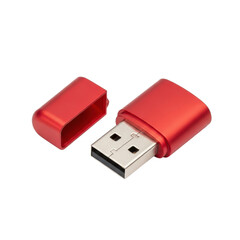 Red USB Flash Drive Open Isolated