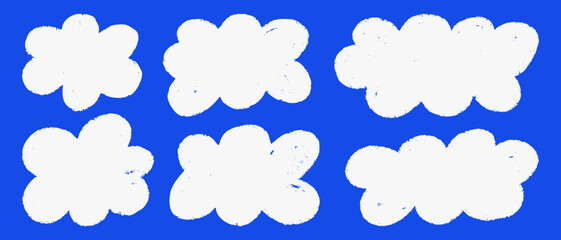 Collection of hand drawn blob and cloud shapes. Simple rounded forms with outline and flat colors. Ideal for UI design, stickers, labels, banners, kids projects and creative layouts. © bosotochka