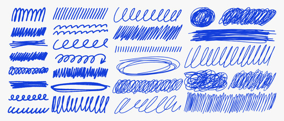 Hand drawn vector doodle set with abstract scribbles, sketchy lines and expressive marks. Perfect for highlights, frames, notes and modern graphic design © bosotochka