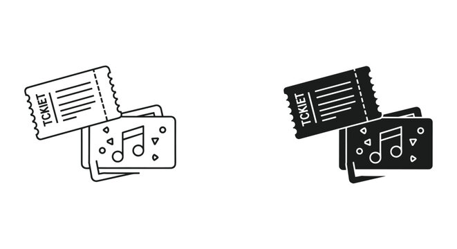 Concert Tickets with Music Notes Illustration Design
