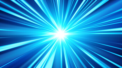 水色の光の集中線のエフェクト背景