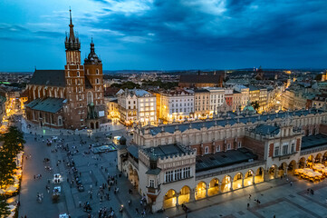 Fototapeta premium The Main Market Square of the Old Town of Krakow, Poland
