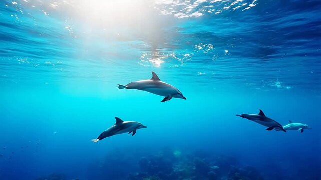 Dolphins swimming underwater