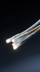 Close-Up of Glowing Backlit Ethernet Cables with Neon Effect and Modern Design