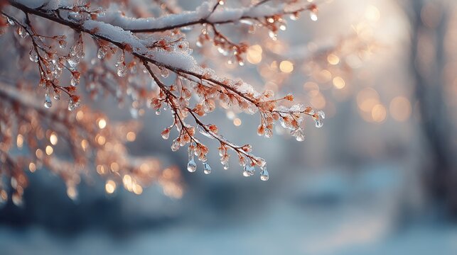 Seasonal transition from winter to spring shown through melting snow and early signs of renewal.