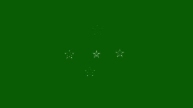 White doodle cartoon blinking stars with transparent alpha background, flat vector glitter sparkle, glowing light trails and playful twinkle motion graphics for festive overlays in 4K