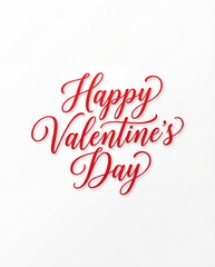 Red Script Happy Valentine&rsquo;s Day Calligraphy on Clean Background