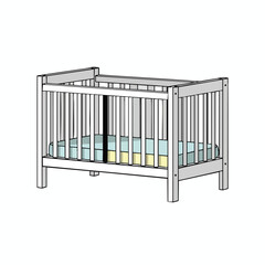 Baby Crib with Safety Railings and Mattress for Infant Sleep Area